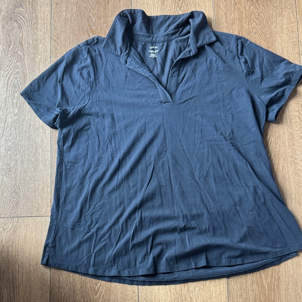 J Jill Short Sleeve Polo Top - Navy